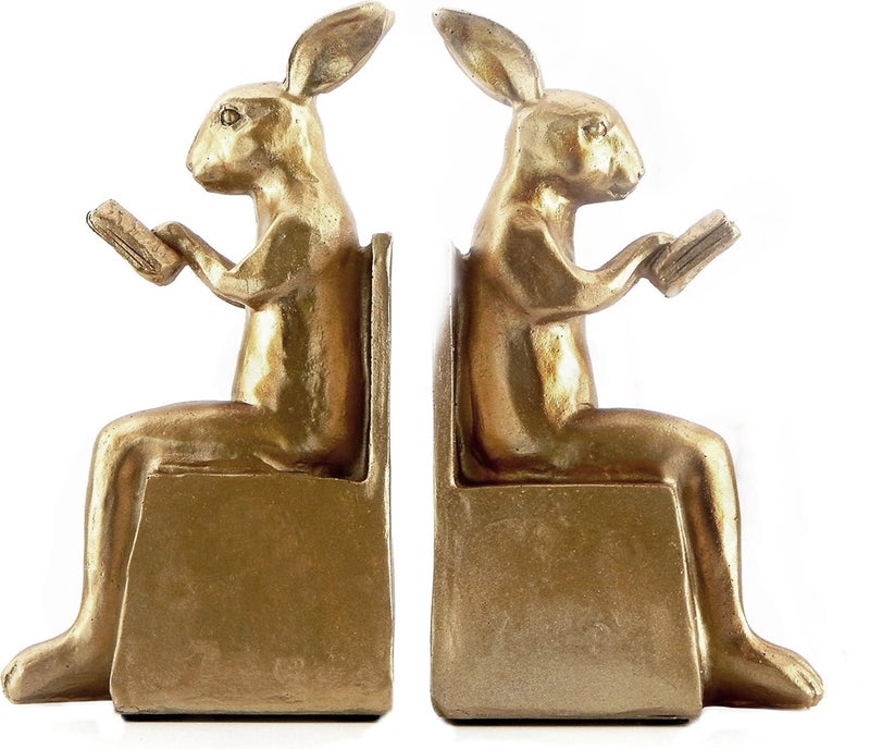 Bellaa 22883 Rabbit Bookends Studious Reading Bunny 7 Inch - Image 3